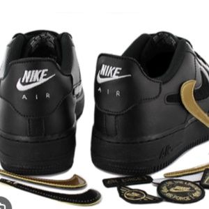 NIKE Air Force-1 AF-1 1/1 GS Black Patchwork Sneakers DB2812-001- Size Y…